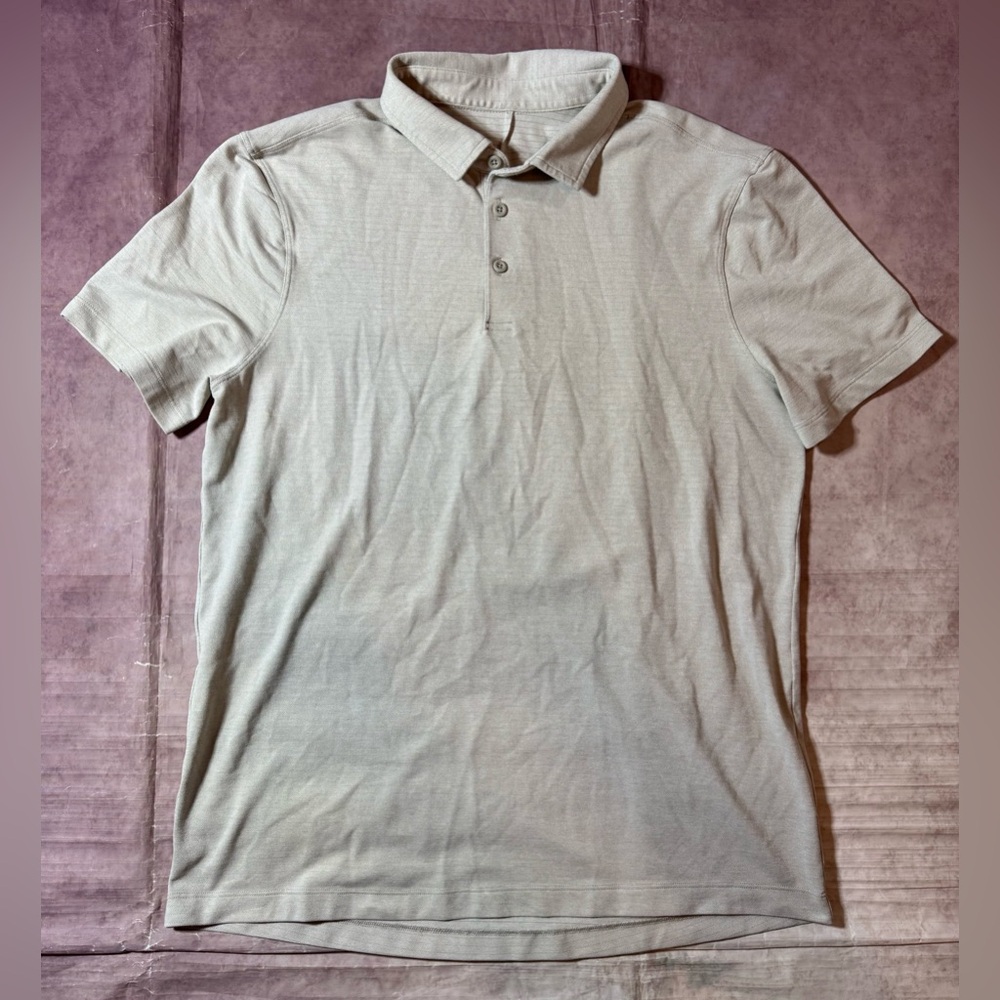 Lululemon Evolution Polo Shirt Men’s Sz Medium Gray Wicking Golf Stretch Athlete
